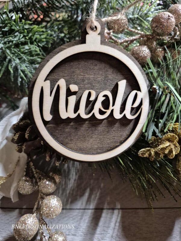 Personalized Christmas wood ornament